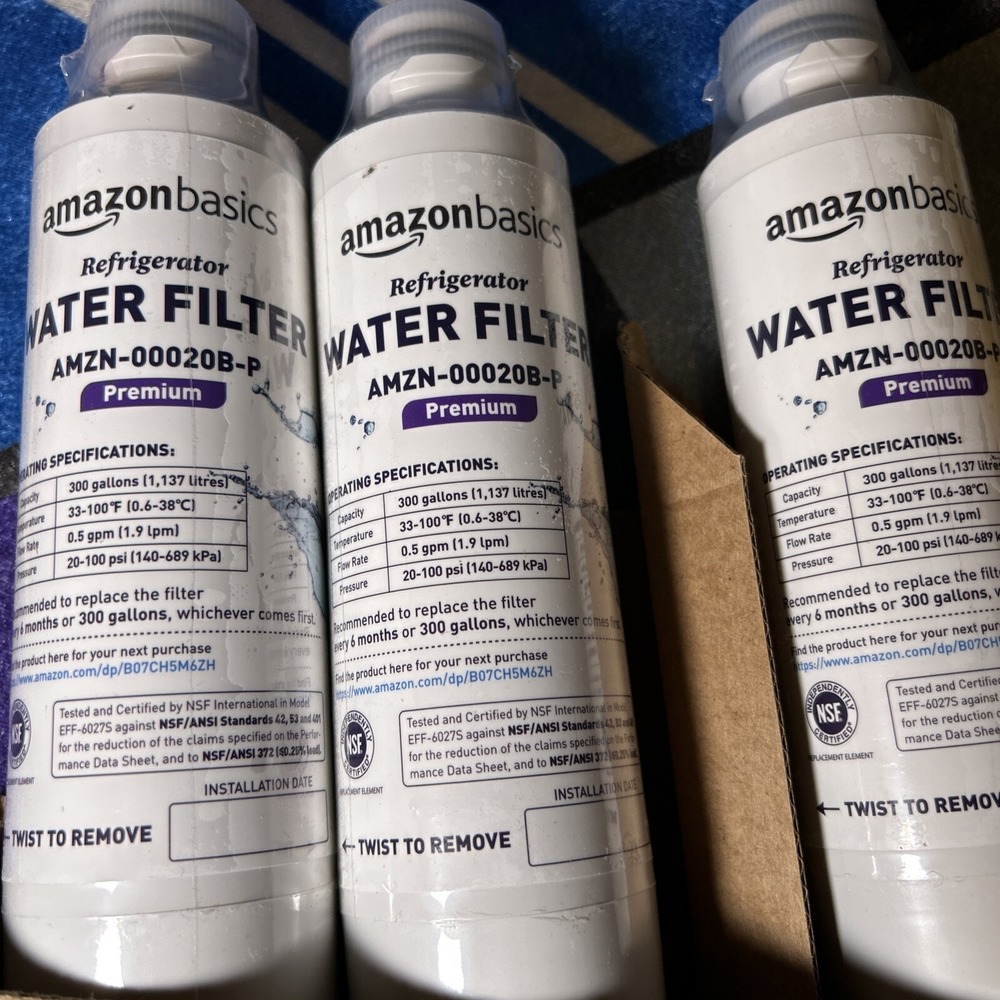 Amazon Basics Samsung DA29-00020B Fridge Water Filter, 3-Pack, Easy Install
